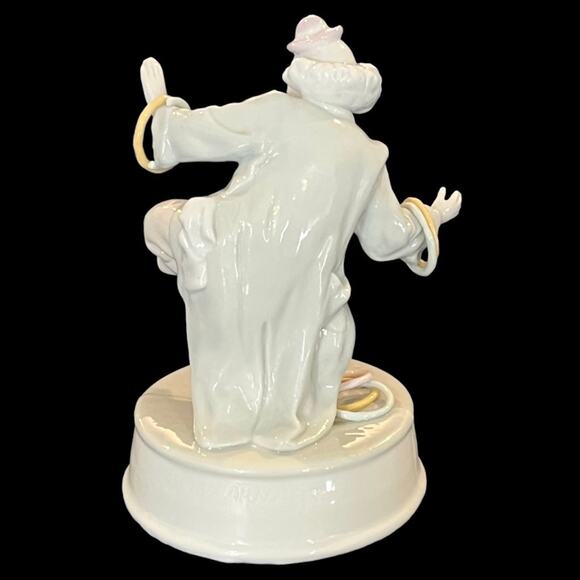 Vintage 1989 Arnart RING CLOWN MUSIC BOX 8” Porcelain Figurine Plays Circus Song - Picture 3 of 7